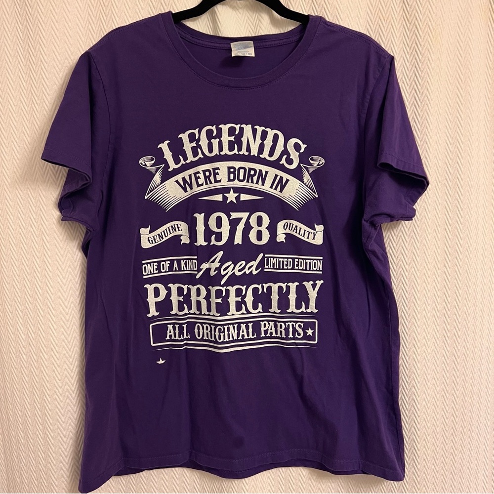 Legends Were Born in 1978 Purple Graphic T-Shirt Women’s XXL